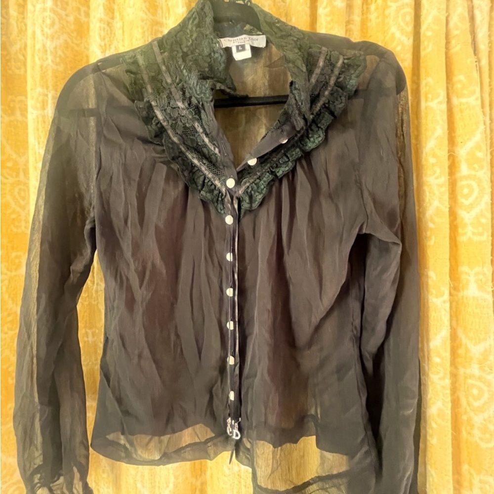 Authentic Christian Dior sheer lace Gorgeous blouse Size Medium For marcy ♥️